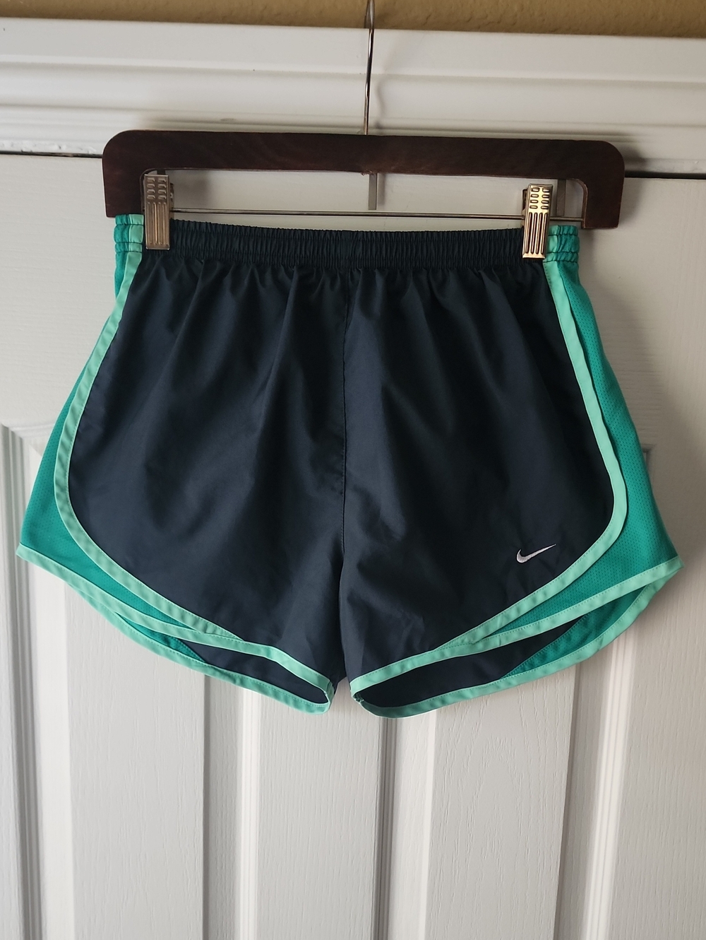 Nike Dri-Fit Women’s Black and Teal Athletic Shorts, Pre-loved In EC, Sz. Small